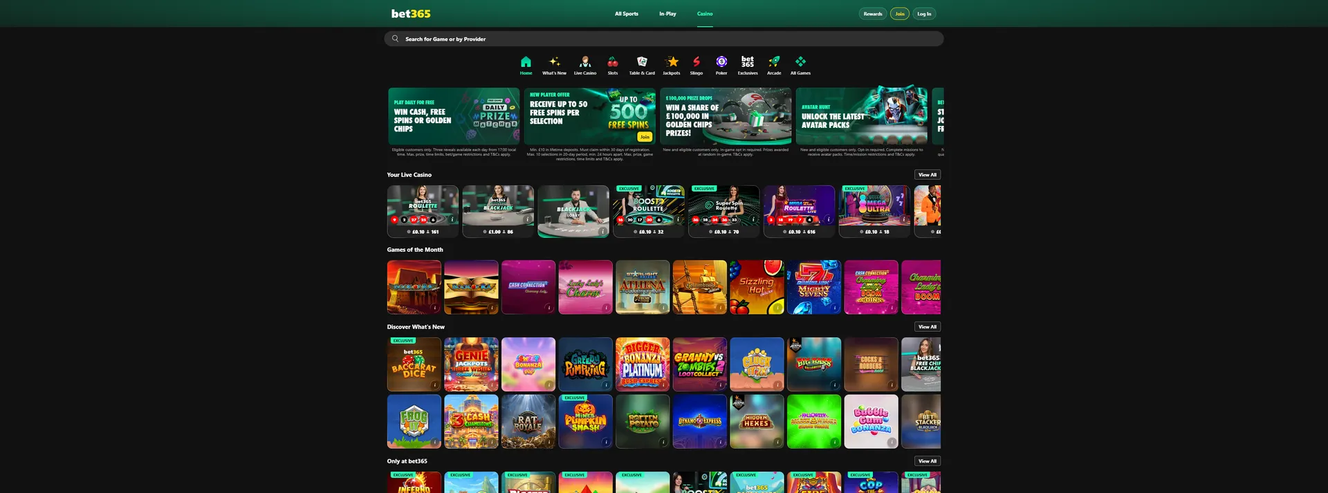bet365 casino lobby
